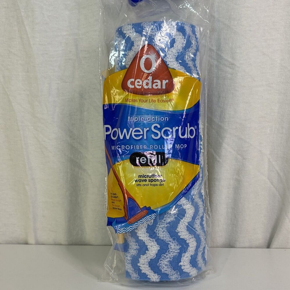 O-Cedar Power Scrub Microfiber Wave Sponge Roller Mop Refill NEW